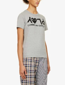 Comme Des Garçons Play Reverse Logo-print Cotton-jersey T-shirt -Closet By She 143 2000022 P1T081 GREY ALT02
