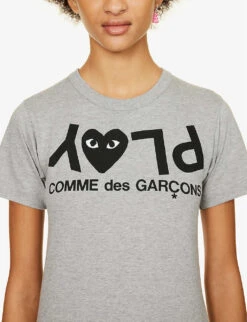 Comme Des Garçons Play Reverse Logo-print Cotton-jersey T-shirt -Closet By She 143 2000022 P1T081 GREY ALT04