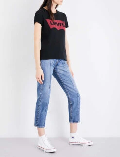 Levis The Perfect Cotton-jersey T-shirt -Closet By She 150 3002395 173690201 LARGEBATWINGBLACK ALT01