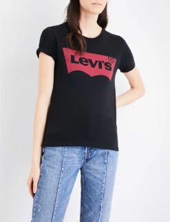 Levis The Perfect Cotton-jersey T-shirt -Closet By She 150 3002395 173690201 LARGEBATWINGBLACK ALT03
