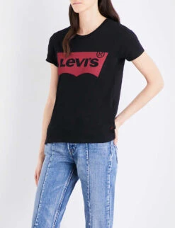 Levis The Perfect Cotton-jersey T-shirt -Closet By She 150 3002395 173690201 LARGEBATWINGBLACK M