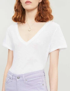 Paige Zaya V-neck Cotton And Modal-blend T-shirt -Closet By She 188 3002369 5008E881165 WHITE ALT03