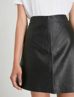 Whistles A-line Leather Skirt -Closet By She 501 10019 027922 BLACK ALT04