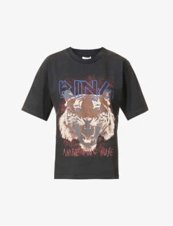 ANINE BING Tiger Graphic-print Cotton-jersey T-shirt