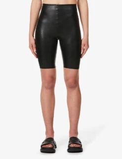 Commando Fitted High-rise Faux-leather Shorts -Closet By She R03742244 BLACK ALT02