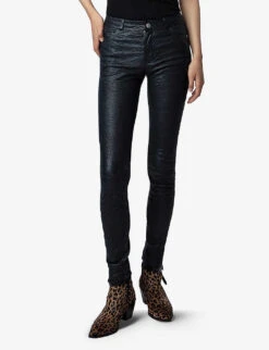 Zadig & Voltaire Phlame Crinkle-texture Slim-leg Mid-rise Leather Trousers -Closet By She R03799538 ENCRE ALT02