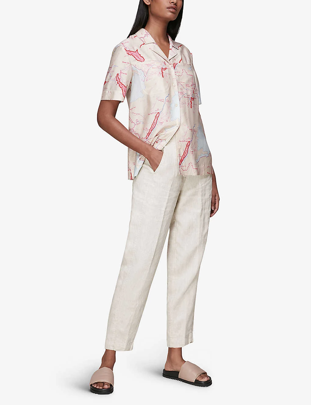Whistles Barrel-leg Loose-fit Linen Trousers 4 Whistles Barrel-leg Loose-fit Linen Trousers - Image 2