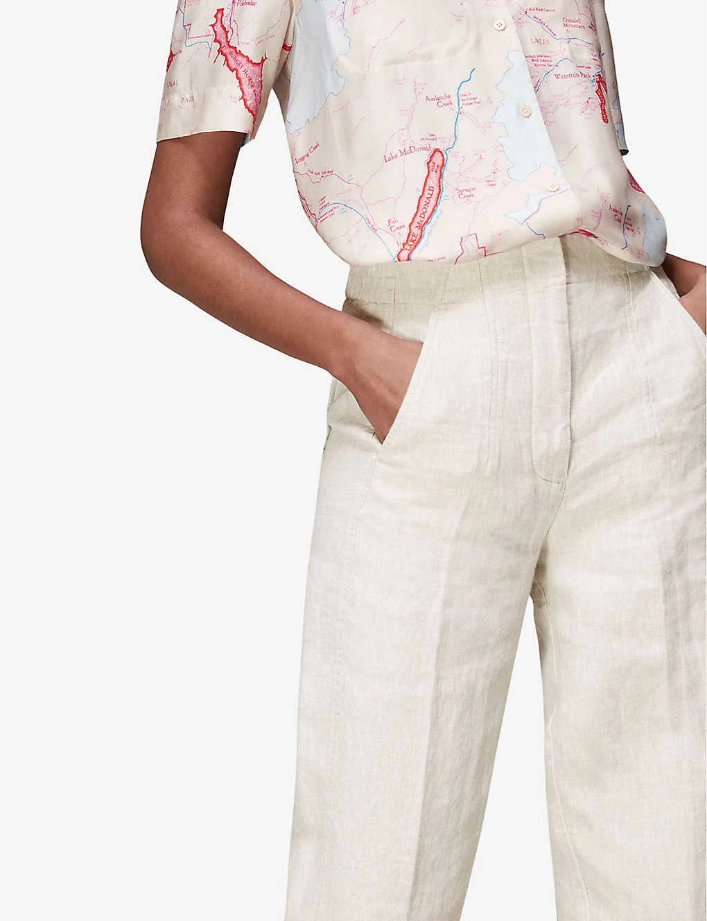 Whistles Barrel-leg Loose-fit Linen Trousers 6 Whistles Barrel-leg Loose-fit Linen Trousers - Image 4