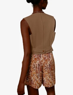 Whistles Marble-print Silk Shorts -Closet By She R03807525 MULTICOLOURED ALT02