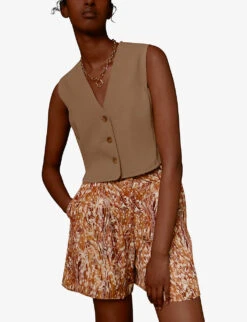 Whistles Marble-print Silk Shorts -Closet By She R03807525 MULTICOLOURED ALT03