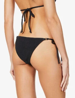 Seafolly Sea Dive Textured Mid-rise Bikini Bottoms -Closet By She R03824900 BLACK ALT03