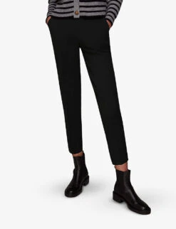 Whistles Ella Cropped Slim-leg Mid-rise Stretch-woven Trousers -Closet By She R03834990 BLACK ALT02