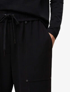 AllSaints Auden Relaxed Mid-rise Stretch-woven Trousers -Closet By She R03836055 BLACK ALT04