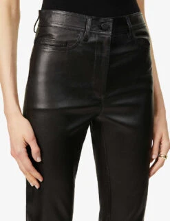 Joseph Teddy Tapered Mid-rise Leather Trousers -Closet By She R03844969 BLACK ALT04