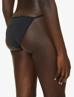 Seafolly Collective Tie-detail Mid-rise Recycled Nylon-blend Bikini Bottoms -Closet By She R03854736 BLACK ALT03
