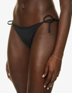 Seafolly Collective Tie-detail Mid-rise Recycled Nylon-blend Bikini Bottoms -Closet By She R03854736 BLACK ALT04