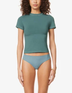 Round-neck Fitted Stretch-cotton T-shirt 9 Round-neck Fitted Stretch-cotton T-shirt -Closet By She R03869400 KYANITE ALT02