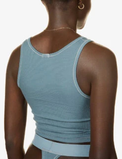 Cotton Rib Stretch-cotton Tank Top -Closet By She R03869403 S KYANITE ALT04