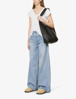 V-neck Organic-cotton T-shirt -Closet By She R03879546 WHITE ALT01