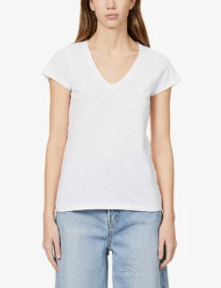 V-neck Organic-cotton T-shirt -Closet By She R03879546 WHITE ALT02