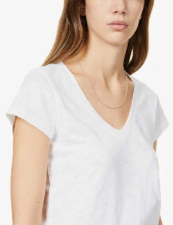 V-neck Organic-cotton T-shirt -Closet By She R03879546 WHITE ALT04