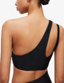 AllSaints Cara Asymmetric-strap Stretch Swimsuit -Closet By She R03884650 BLACK ALT05