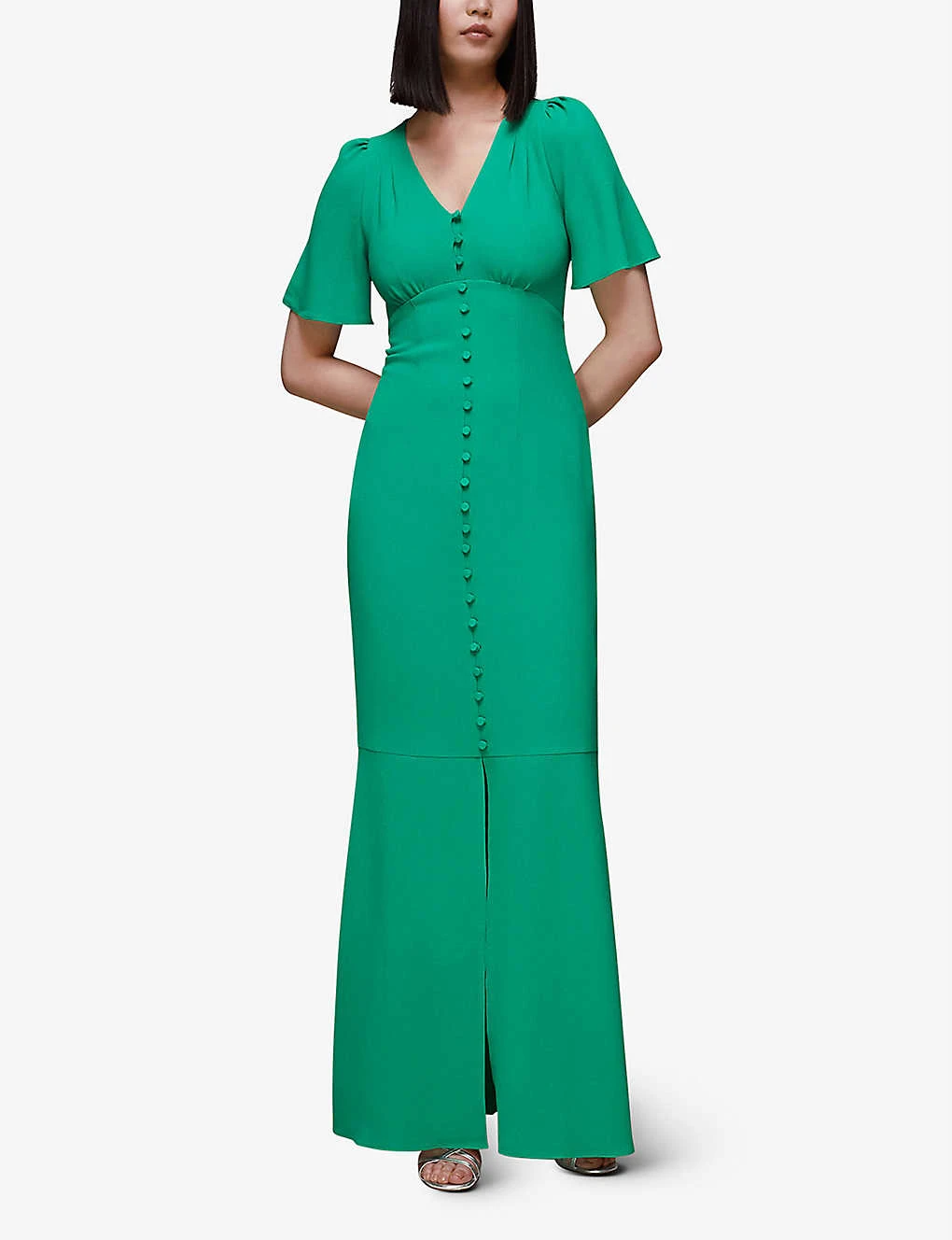 Whistles Molly Button-through V-neck Stretch-crepe Maxi Dress 4 Whistles Molly Button-through V-neck Stretch-crepe Maxi Dress - Image 2