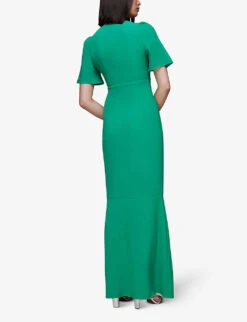 Whistles Molly Button-through V-neck Stretch-crepe Maxi Dress 10 Whistles Molly Button-through V-neck Stretch-crepe Maxi Dress -Closet By She R03896119 GREEN ALT03