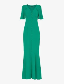 Whistles Molly Button-through V-neck Stretch-crepe Maxi Dress