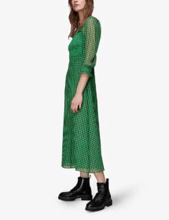 Whistles Lottie Gingham Check-print Shirred Crepe Midi Dress 9 Whistles Lottie Gingham Check-print Shirred Crepe Midi Dress -Closet By She R03897326 MULTICOLOURED ALT02