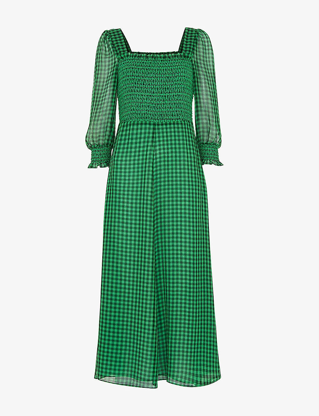 Whistles Lottie Gingham Check-print Shirred Crepe Midi Dress 3 Whistles Lottie Gingham Check-print Shirred Crepe Midi Dress