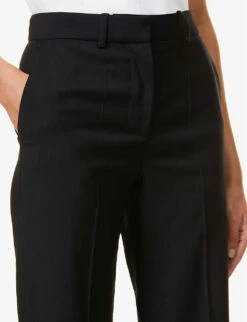 Joseph Morrissey Relaxed-fit High-rise Straight Stretch-wool Trousers -Closet By She R03900894 BLACK ALT04