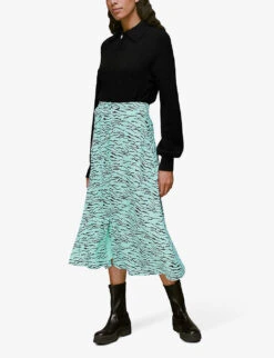 Whistles Tiger-print Button-front Woven Midi Skirt -Closet By She R03900966 MULTICOLOURED ALT02