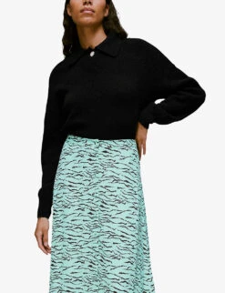 Whistles Tiger-print Button-front Woven Midi Skirt -Closet By She R03900966 MULTICOLOURED ALT04