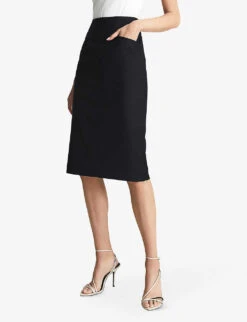 Reiss Haisley High-waisted Tailored Stretch-wool Blend Pencil Skirt -Closet By She R03925842 NAVY ALT02