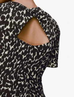 Whistles Alana Printed Recycled-polyester Midi Dress -Closet By She R03929567 BLACK ALT05