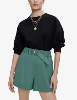 Maje Ivillette High-rise Tailored Stretch-woven Shorts -Closet By She R03947587 VERTS ALT02