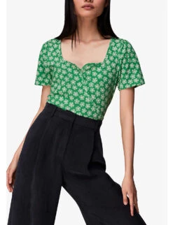 Whistles Daisy Check Floral-print Cotton T-shirt -Closet By She R03957364 MULTICOLOURED ALT04