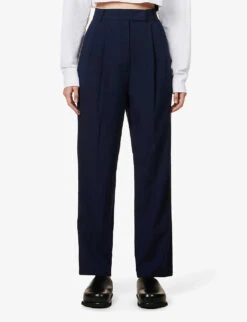 Bea Tapered-leg High-rise Stretch-woven Trousers 9 Bea Tapered-leg High-rise Stretch-woven Trousers -Closet By She R03958768 MIDNIGHTBLUE ALT02