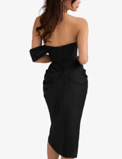 Janis Corset Satin Midi Dress -Closet By She R03960053 BLACK ALT03