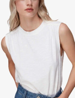 Whistles Sleeveless Relaxed-fit Cotton-jersey Top -Closet By She R03960615 WHITE ALT04