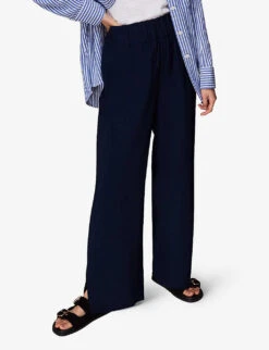 Whistles Nicola Elasticated-waist Woven Trousers -Closet By She R03963058 NAVY ALT02