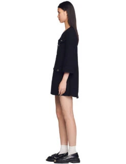 Sandro Keren Knitted Cotton-blend Dress -Closet By She R03967179 NOIRGRIS ALT02