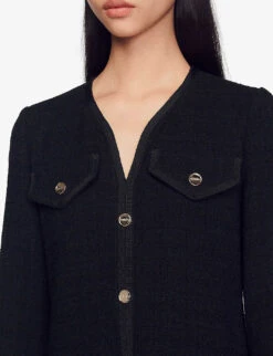 Sandro Keren Knitted Cotton-blend Dress -Closet By She R03967179 NOIRGRIS ALT04