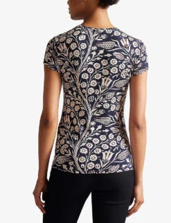 Ted Baker Rosali Floral-print Stretch-woven T-shirt -Closet By She R03971518 DKNAVY ALT03