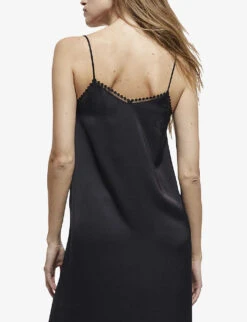 THE KOOPLES Lace-trim V-neck Woven Slip Midi Dress 11 THE KOOPLES Lace-trim V-neck Woven Slip Midi Dress -Closet By She R03977112 BLA01 ALT04