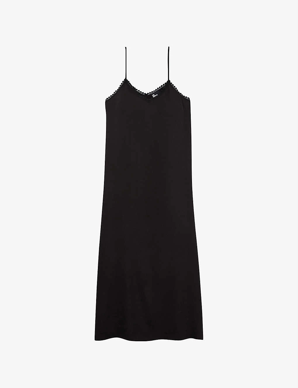 THE KOOPLES Lace-trim V-neck Woven Slip Midi Dress 3 THE KOOPLES Lace-trim V-neck Woven Slip Midi Dress