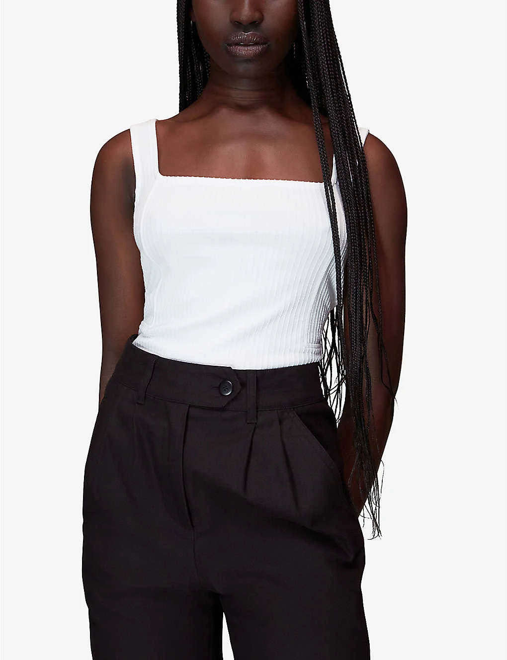 Whistles Square-neck Ribbed Cotton Vest Top 5 Whistles Square-neck Ribbed Cotton Vest Top - Image 3