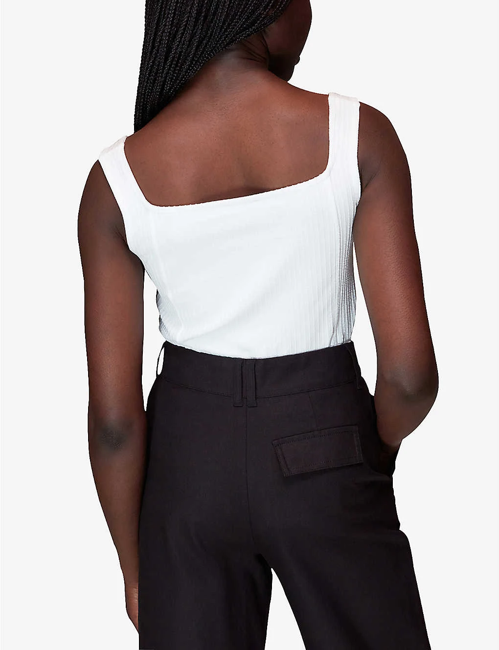 Whistles Square-neck Ribbed Cotton Vest Top 6 Whistles Square-neck Ribbed Cotton Vest Top - Image 4