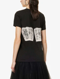 Alexander McQueen Lace-print Cotton-jersey T-shirt -Closet By She R03980604 BLACKSHELL ALT03